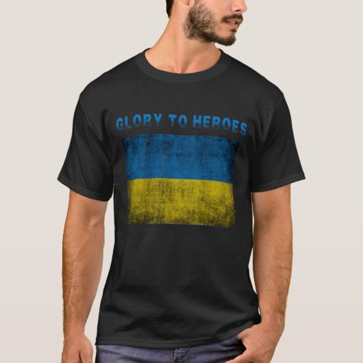 Ruhm für Helden, stehen Sie mit der Ukraine T-Shirt (Vorderseite)