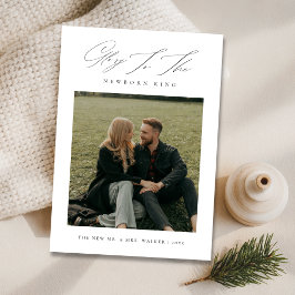 Ruhm gegenüber dem neu geborenen King Newlywed Fot Feiertagskarte