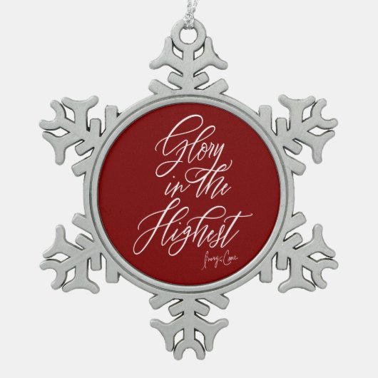 Ruhm im höchsten religiösen Rot und Weiß Schneeflocken Zinn-Ornament (Vorderseite)