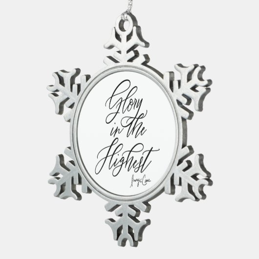 Ruhm im höchsten religiösen Schwarz und Weiß Schneeflocken Zinn-Ornament (Rechts)