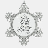 Ruhm im höchsten religiösen Schwarz und Weiß Schneeflocken Zinn-Ornament (Vorderseite)