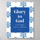 Ruhm zu Gott Blue Snowflake Weihnachtsgebäck Poster (Vorne)