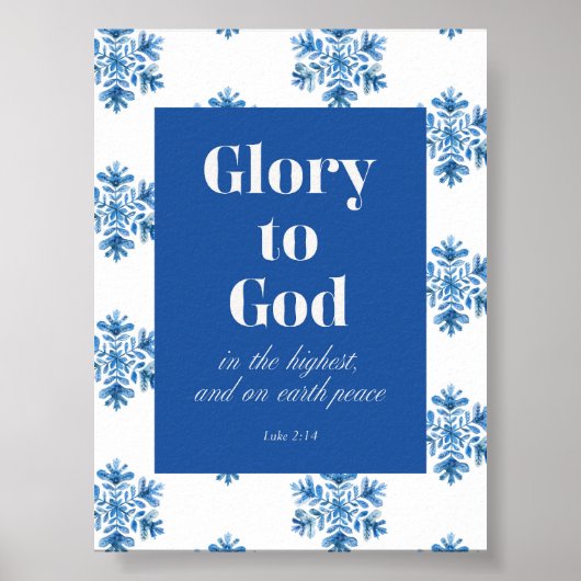 Ruhm zu Gott Blue Snowflake Weihnachtsgebäck Poster (Vorne)