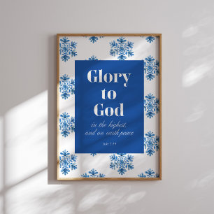 Ruhm zu Gott Blue Snowflake Weihnachtsgebäck Poster