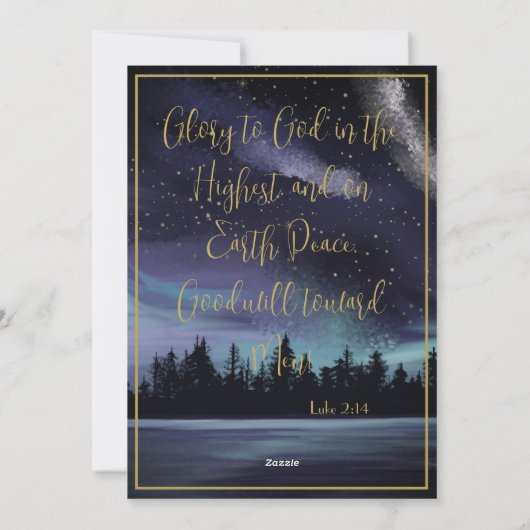 Ruhm zu Gott Blue Starry Night Foto Weihnachten (Rückseite)