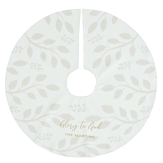 Ruhm zu Gott Botanische Weihnachtsjause Elfenbein Polyester Weihnachtsbaumdecke (Vorderseite)