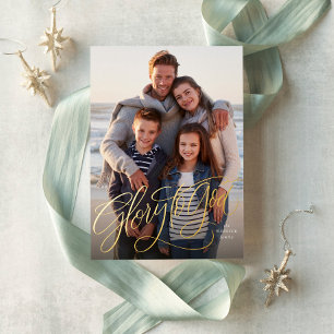 Ruhm zu Gott elegantes religiöses Foto Weihnachten Folien Feiertagskarte