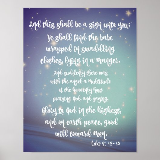 Ruhm zu Gott Luke Bible Verses Weihnachten Poster (Vorne)