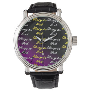Ruhm zum Gott-Muster lila Armbanduhr