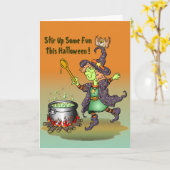 Rühren Sie dieses Halloween ein wenig Spaß auf! Karte (Gelbe Blume)