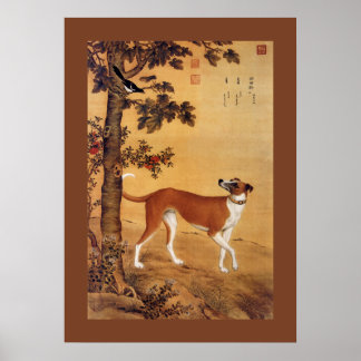 Ruhuangbao 茹 黄 ~ Greyhound ~ Giuseppe Castiglione~ Poster