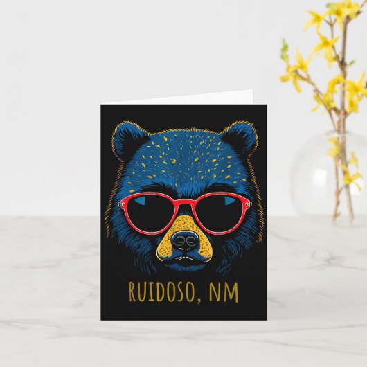 Ruidoso New Mexico Bear Wearing Sungles Design Karte (Gelbe Blume)