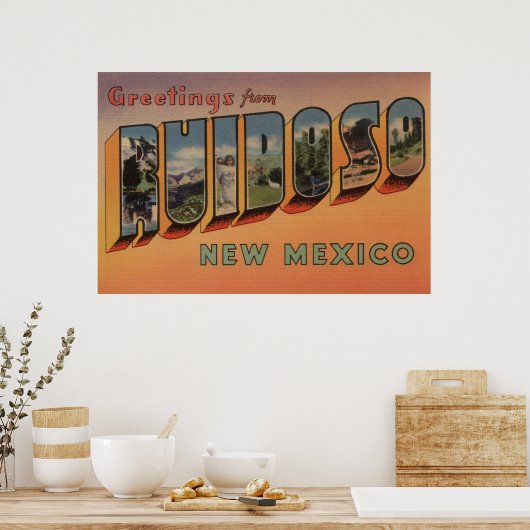 Ruidoso, New Mexico - Große Briefmarkenszenen Poster (Küche)