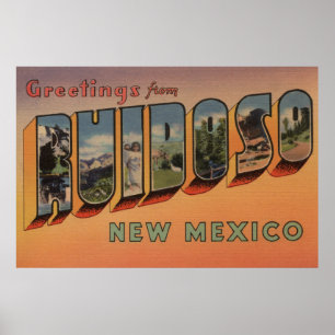 Ruidoso, New Mexiko - große Buchstabe-Szenen Poster