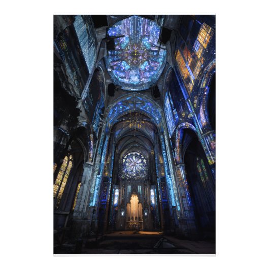 Ruined Cathedral Stained Glass Projection Glow Fotodruck (Vorne)