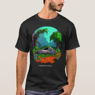 Ruined City & Car, Apokalypse, Custom Text, 8bit T-Shirt