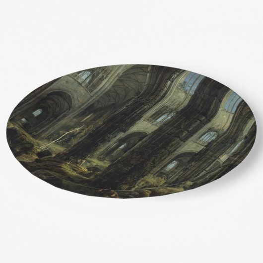 Ruinen der gotischen Kirche (von Carl Blechen) Pappteller (Schrägansicht)