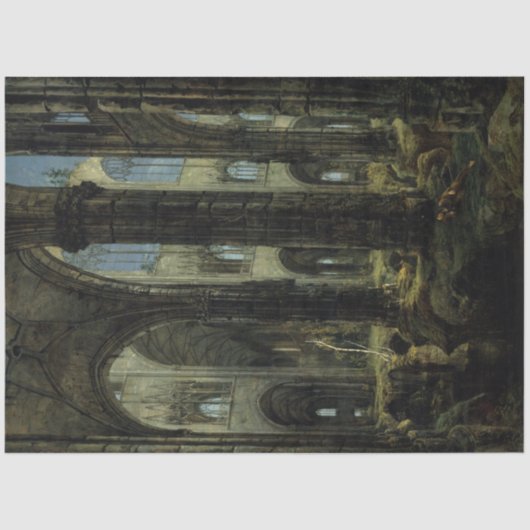 Ruinen der gotischen Kirche (von Carl Blechen) Seidenpapier (Vorderseite)