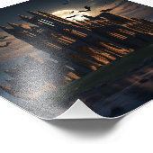 Ruinen der Whitby Abtei am Abend mit Fledermäusen Fotodruck (Ecke)