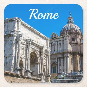 Ruinen des Römischen Forums in Rom, Italien Rechteckiger Pappuntersetzer