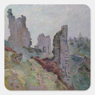 Ruinen in the Fog at Crozant, 1894 (Öl auf Leinwan Quadratischer Aufkleber