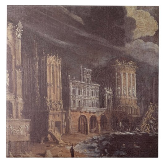 Ruinen mit der Legende von St Augustine (Öl kann Fliese (Vorderseite)