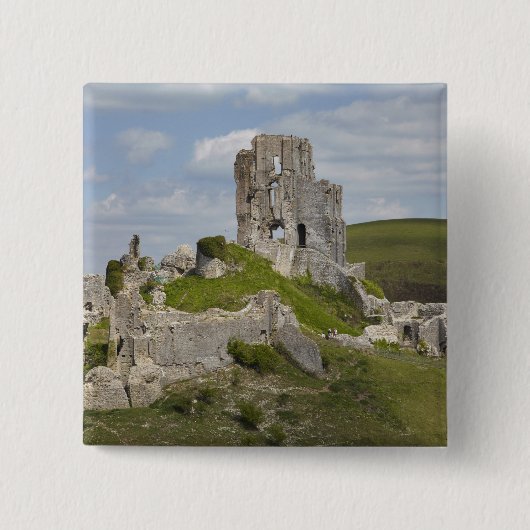 Ruinen von Corfe Castle, bei Wareham, Dorset, Button (Vorderseite)