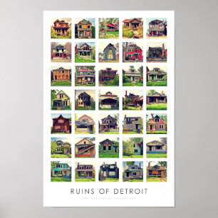 Ruinen von Detroit-Plakat - verlassene Häuser Poster