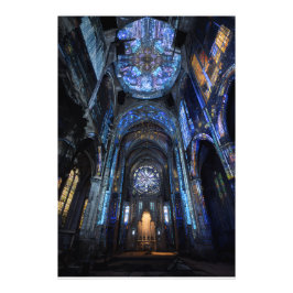 Ruinenkathedrale Buntglasprojektions-Glanz Fotodruck