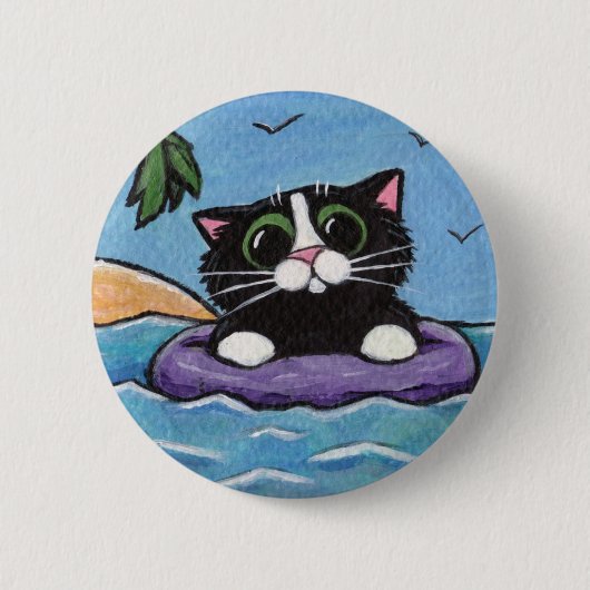 Ruinierte Katze - Katzen-Kunst-Knopf Button (Vorderseite)