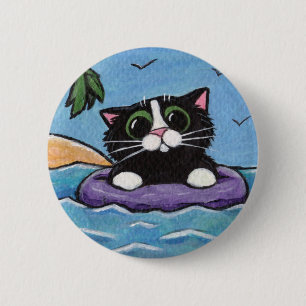 Ruinierte Katze - Katzen-Kunst-Knopf Button
