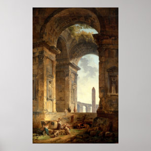 Ruins With An Obelisk von Robert Hubert Poster