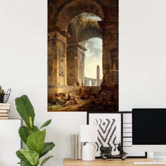 Ruins With An Obelisk von Robert Hubert Poster (Heimbüro)