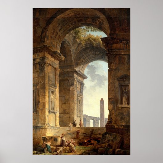 Ruins With An Obelisk von Robert Hubert Poster (Vorne)