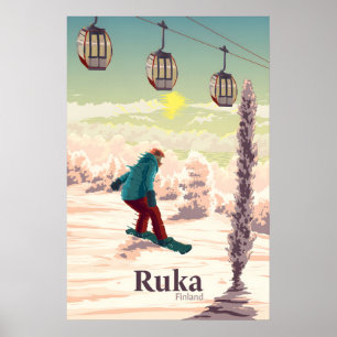 Ruka Finnland Snowboarden Reiseplakat Poster