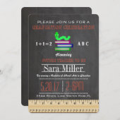 Ruler & Apple Lehrer Abschluss Einladung (Vorne/Hinten)