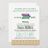 Ruler & Books Lehrer Abschluss Einladung (Vorne/Hinten)