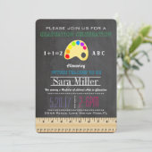 Ruler & Paint Teacher Abschluss Einladung (Stehend Vorderseite)
