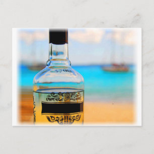 Rum Bottle on Beach Postkarte