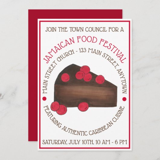Rum Cake Jamaica Caribbean Food Festival Einladung (Vorne/Hinten)