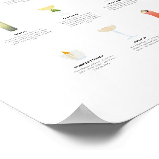 Rum Cocktails Collection Poster (Ecke)