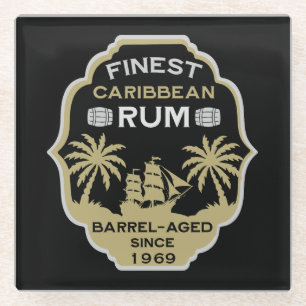 Rum Drinker Geburtstag über dem Hügel Glasuntersetzer