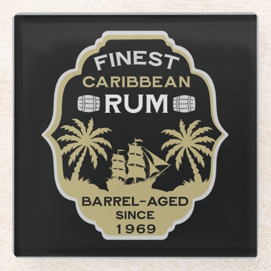 Rum Drinker Geburtstag über dem Hügel Glasuntersetzer (Vorderseite)