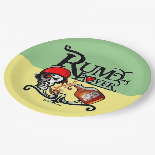 Rum Liebhaber Pappteller (Schrägansicht)