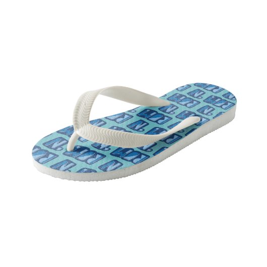 Rum 'n Yorkshire British Slang Flipflops Kinderbadesandalen (Schrägansicht)