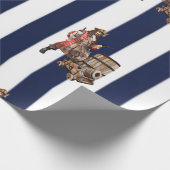 Rum PARTY PIRATE Blau-Weiß-Papier Geschenkpapier (Ecke)