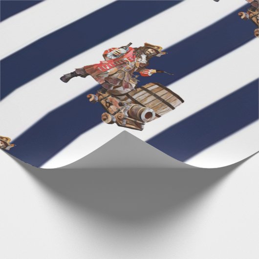 Rum PARTY PIRATE Blau-Weiß-Papier Geschenkpapier (Ecke)