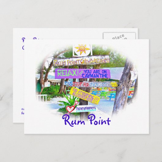 Rum Point, Gr.Cayman, farbenfrohe Postkarte (Vorne/Hinten)