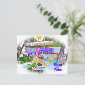 RUM POINT/GRAND CAYMAN/FARBFARBENE HOLZZEICHEN POSTKARTE (Stehend Vorderseite)