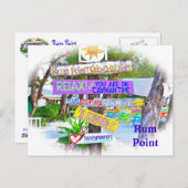 RUM POINT/GRAND CAYMAN/FARBFARBENE HOLZZEICHEN POSTKARTE (Vorne/Hinten)